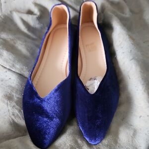 Elegant Blue Velvet Women's Flats
